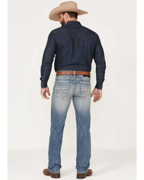 Image #1 - Rock & Roll Denim Men's Slim Fit Straight Rope Stitch Pocket Bootcut Jeans, Light Wash, hi-res
