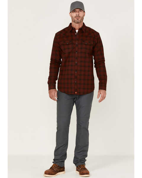 Image #2 - Cody James Men's FR Plaid Print Long Sleeve Snap Work Shirt - Tall , Dark Red, hi-res