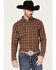 Image #1 - Cody James Men's Rusty Nail Plaid Print Long Sleeve Snap Western Flannel Shirt, Rust Copper, hi-res