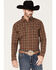 Image #1 - Cody James Men's Rusty Nail Plaid Print Long Sleeve Snap Western Flannel Shirt , Rust Copper, hi-res