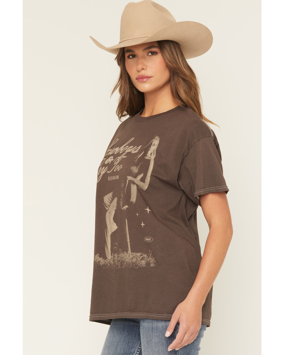 Image #2 - Merch Traffic Women's Kelsea Ballerini Cowboys Cry Too Short Sleeve Graphic Tee, Brown, hi-res