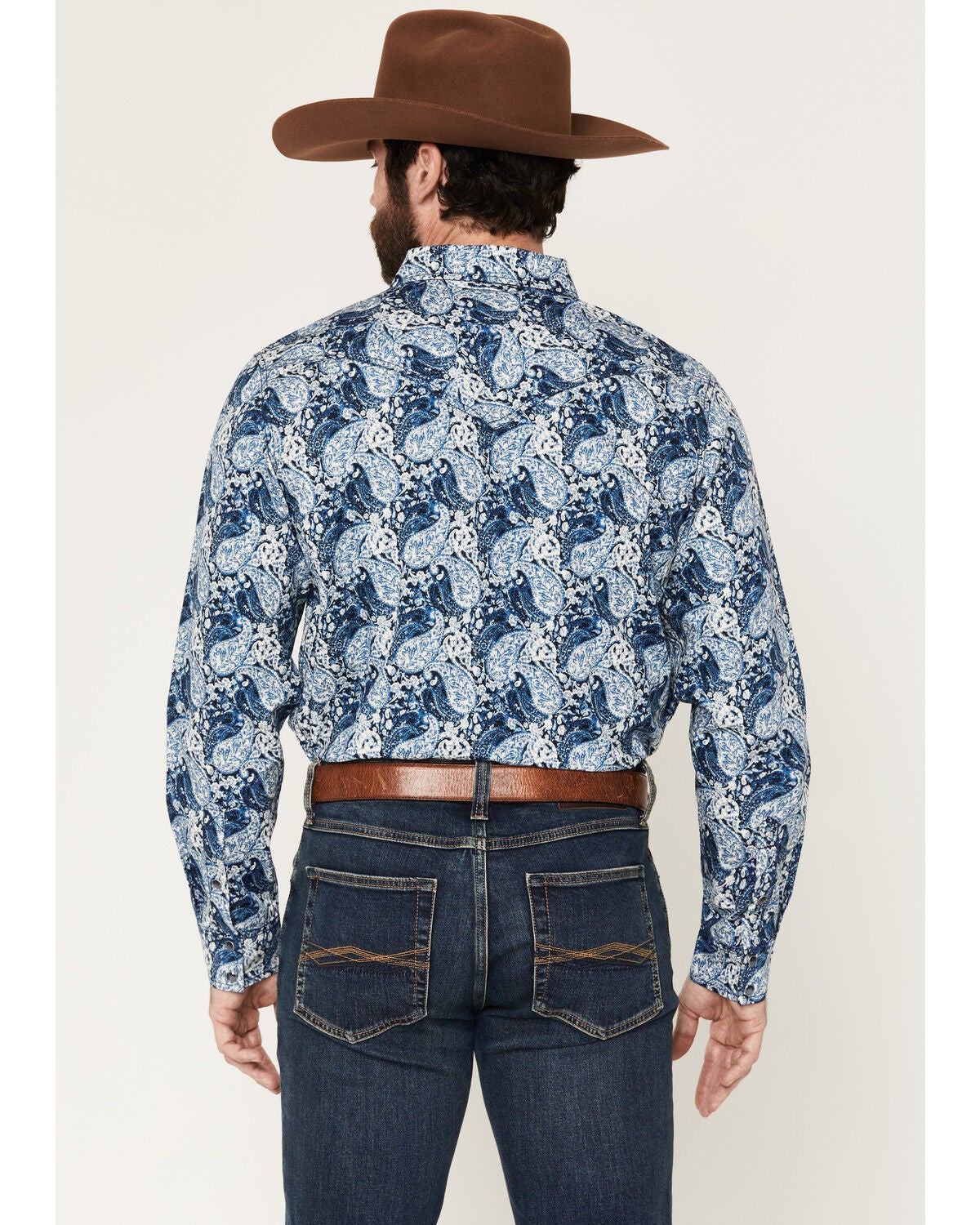 Image #4 - Cody James Men's Escape Route Paisley Print Long Sleeve Snap Western Shirt - Big, Light Blue, hi-res