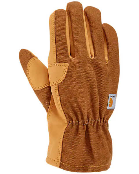 Carhartt Synthetic Leather Open Cuff Work Gloves, Brown, hi-res