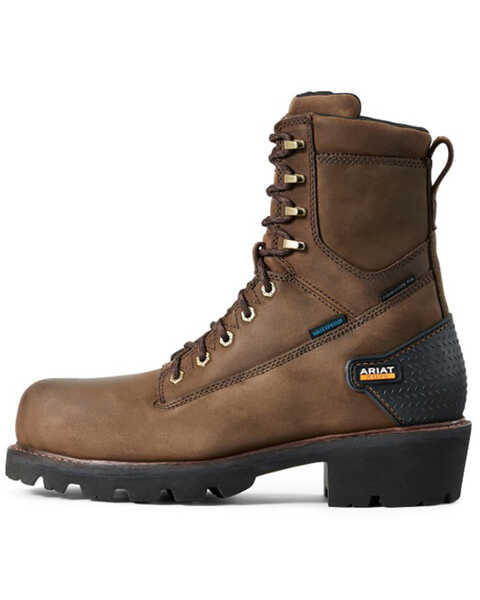 Image #3 - Ariat Men's Powerline H20 8" Lace-Up Work Boots - Composite Toe, Brown, hi-res