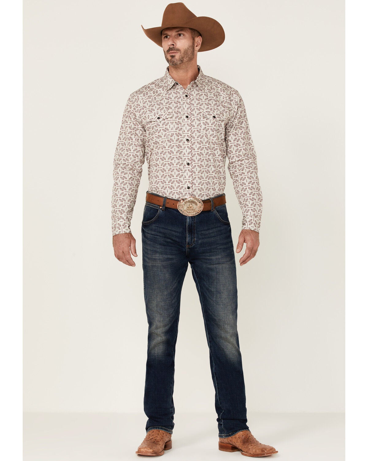 Image #2 - Moonshine Spirit&reg; Men's Sundial Southwestern Geo Print Long Sleeve Snap Western Shirt, Ivory, hi-res