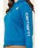 Image #3 - Carhartt Women's Relaxed Fit Midweight Logo Graphic Hoodie - Plus, Blue, hi-res