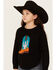 Image #2 - Cotton & Rye Girls' Boot Applique Round Bottom Sweater, Black, hi-res