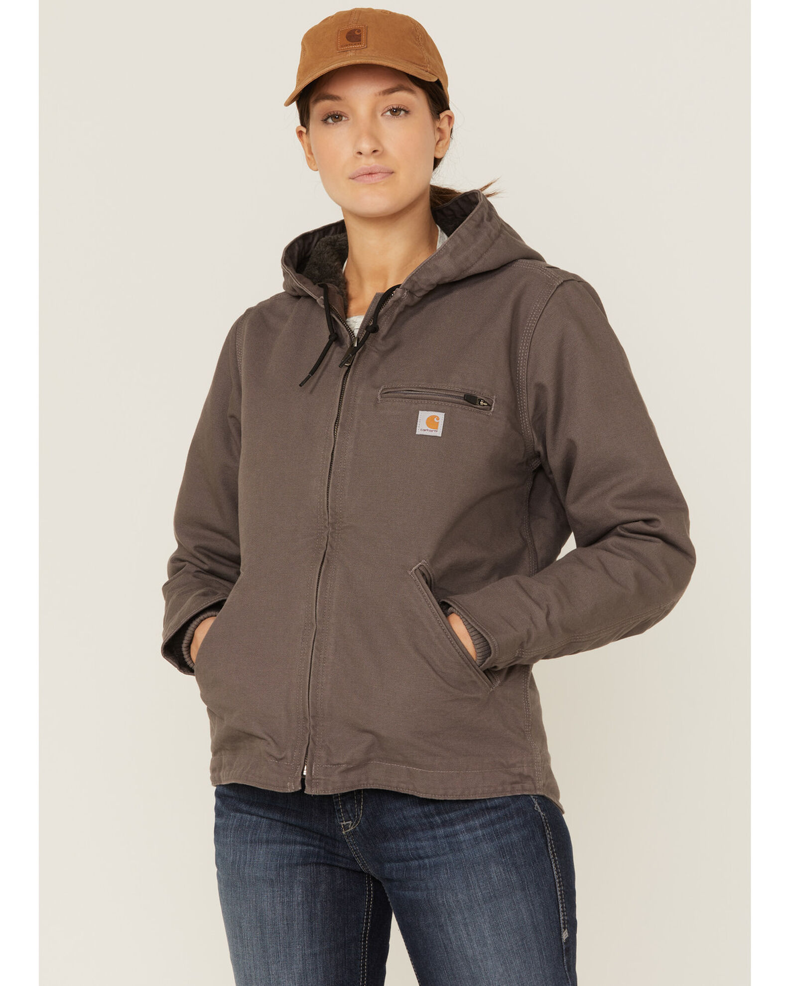 Carhartt Women s Taupe Washed Duck Sherpa Lined Jacket Country Outfitter