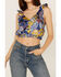 Image #3 - Free People Women's Weekend In Montauk Floral Print Cropped Tank Top, Blue, hi-res