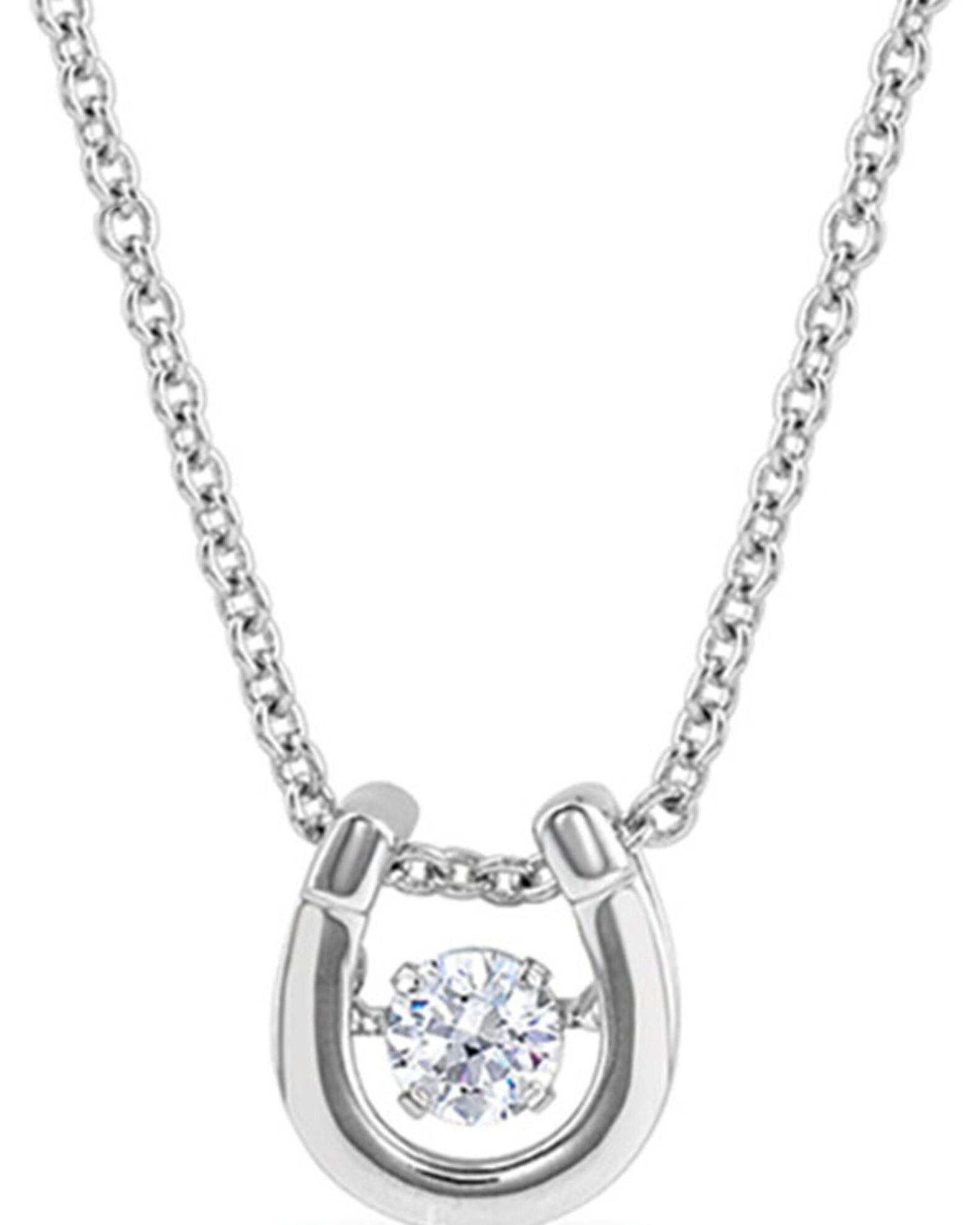 Image #1 - Montana Silversmiths Women's Dancing Birthstone Horseshoe Necklace - April, Silver, hi-res