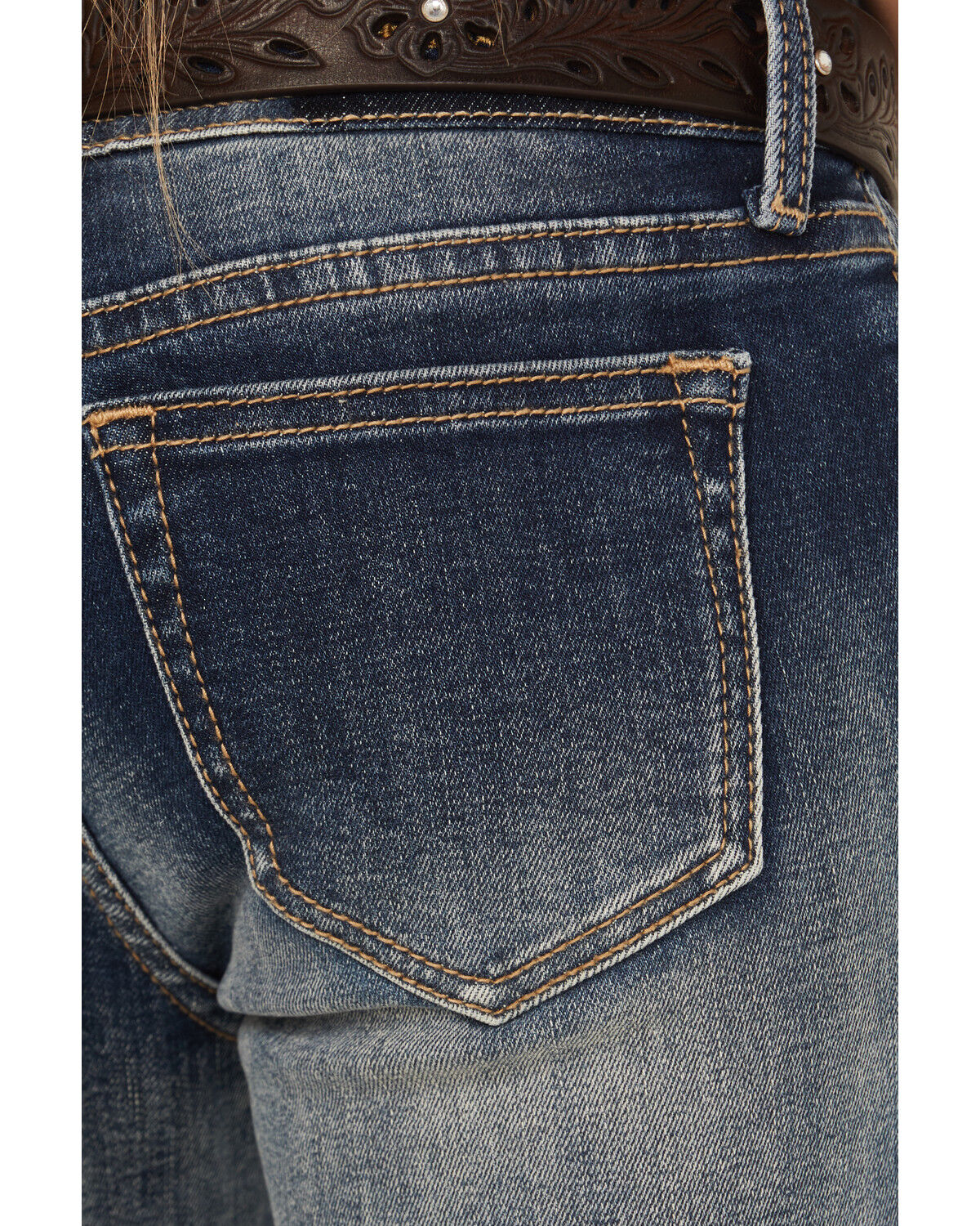 Image #4 - Grace In LA Girls' Light Wash Floral Embroidered Flare Stretch Denim Jeans, Blue, hi-res
