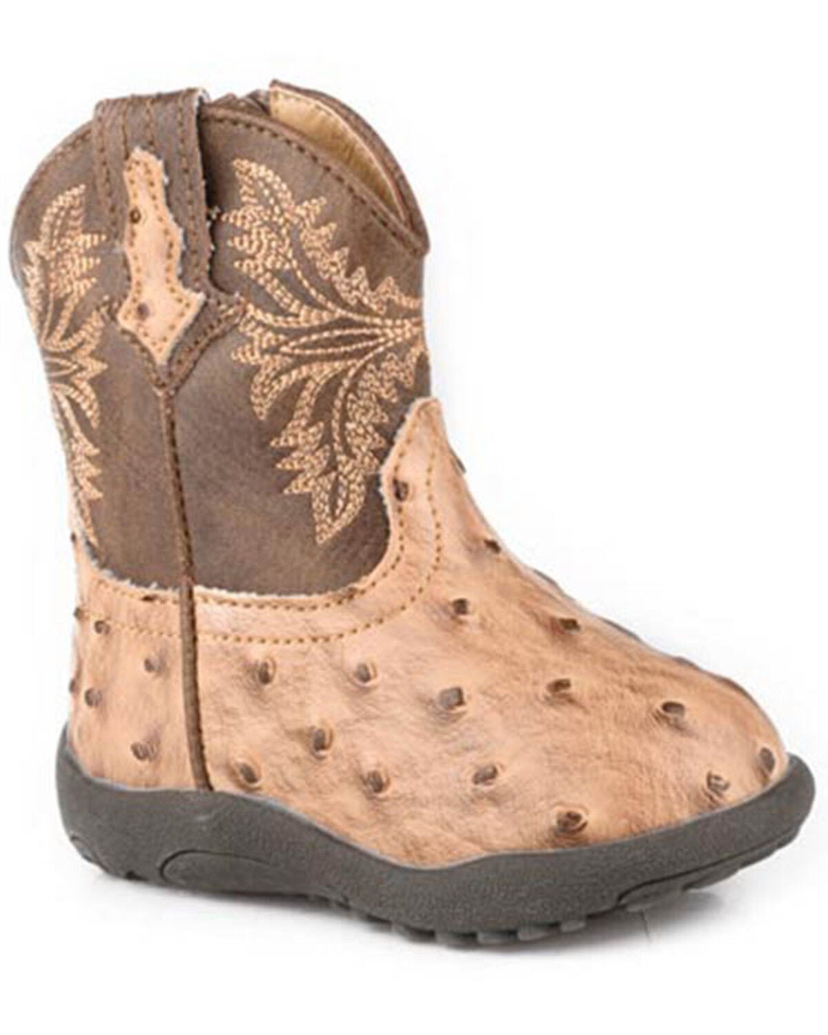 Image #1 - Roper Infant Boys' Cowbabies Jed Western Boots - Round Toe, Tan, hi-res