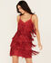 Image #1 - Idyllwind Women's Brixworth Fringe Faux Suede Mini Dress, Wine, hi-res