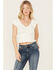 Image #2 - Idyllwind Women's Pointe Flutter Sleeve Smocked Top, Ivory, hi-res