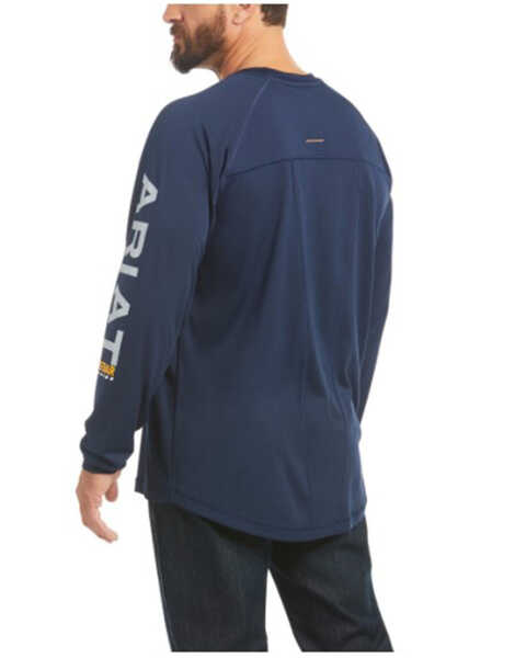 Image #2 - Ariat Men's Navy Rebar Heat Fighter Long Sleeve Work Pocket T-Shirt , Navy, hi-res