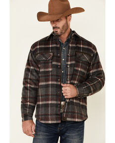 Dakota Grizzly Men's Iron Grey Burke Large Plaid Long Sleeve Snap Western Shirt Jacket , Grey, hi-res