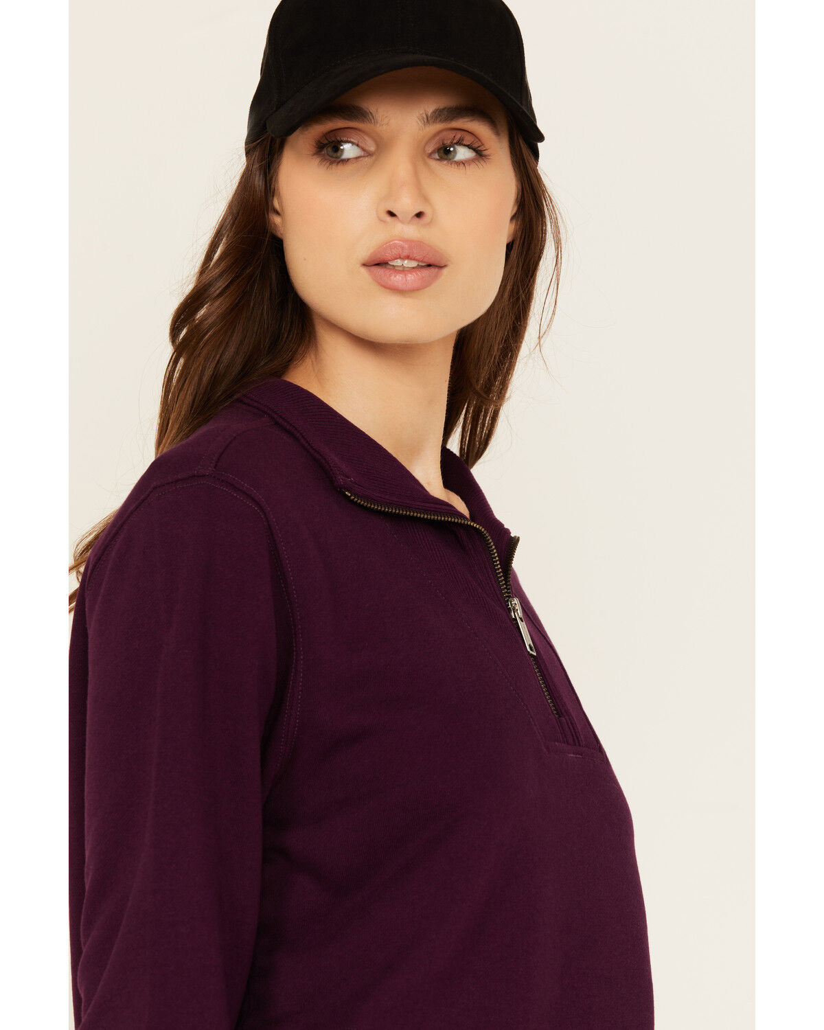 Image #2 - Carhartt Women's Tencel™ Fiber Series Relaxed Fit Half-Zip Sweatshirt, Purple, hi-res