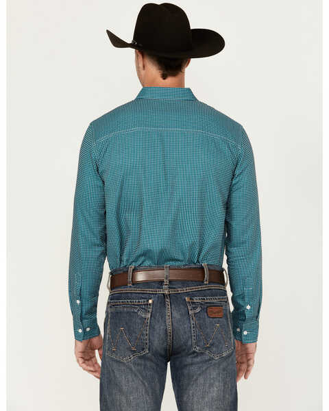 Image #4 - Gibson Trading Co Men's Checkered Print Long Sleeve Button-Down Western Shirt, Teal, hi-res