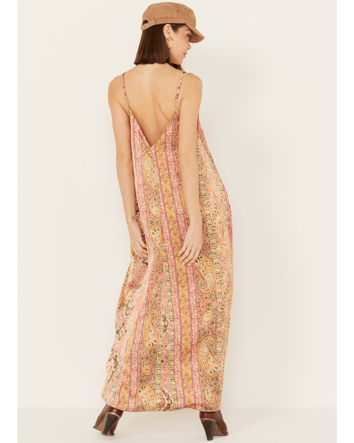 Image #4 - By Together Women's Floral Print V Neck Sleeveless Maxi Dress, Coral, hi-res