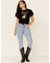 Shyanne Women's Here For The Beer Graphic Tie-Front Short Sleeve Tee , Black, hi-res