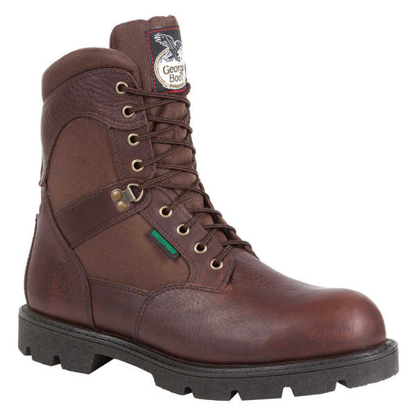Image #1 - Georgia Boot Men's Homeland 8" Insulated Waterproof Work Boots - Round Toe, Brown, hi-res