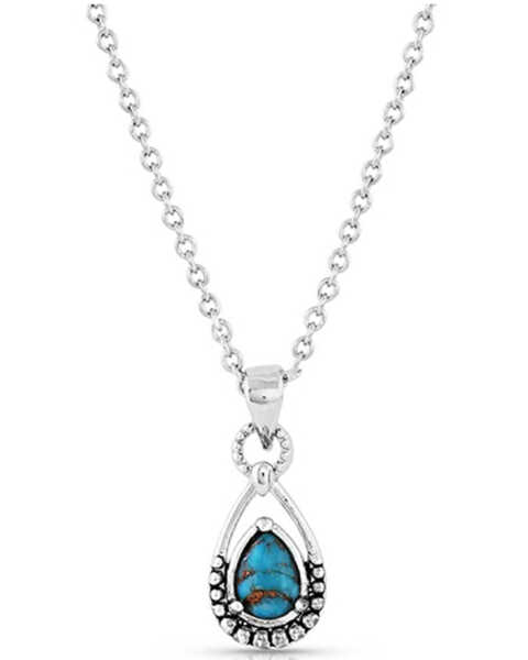 Image #1 - Montana Silversmiths Women's Oyster Turquoise Pendant Silver Necklace, Turquoise, hi-res