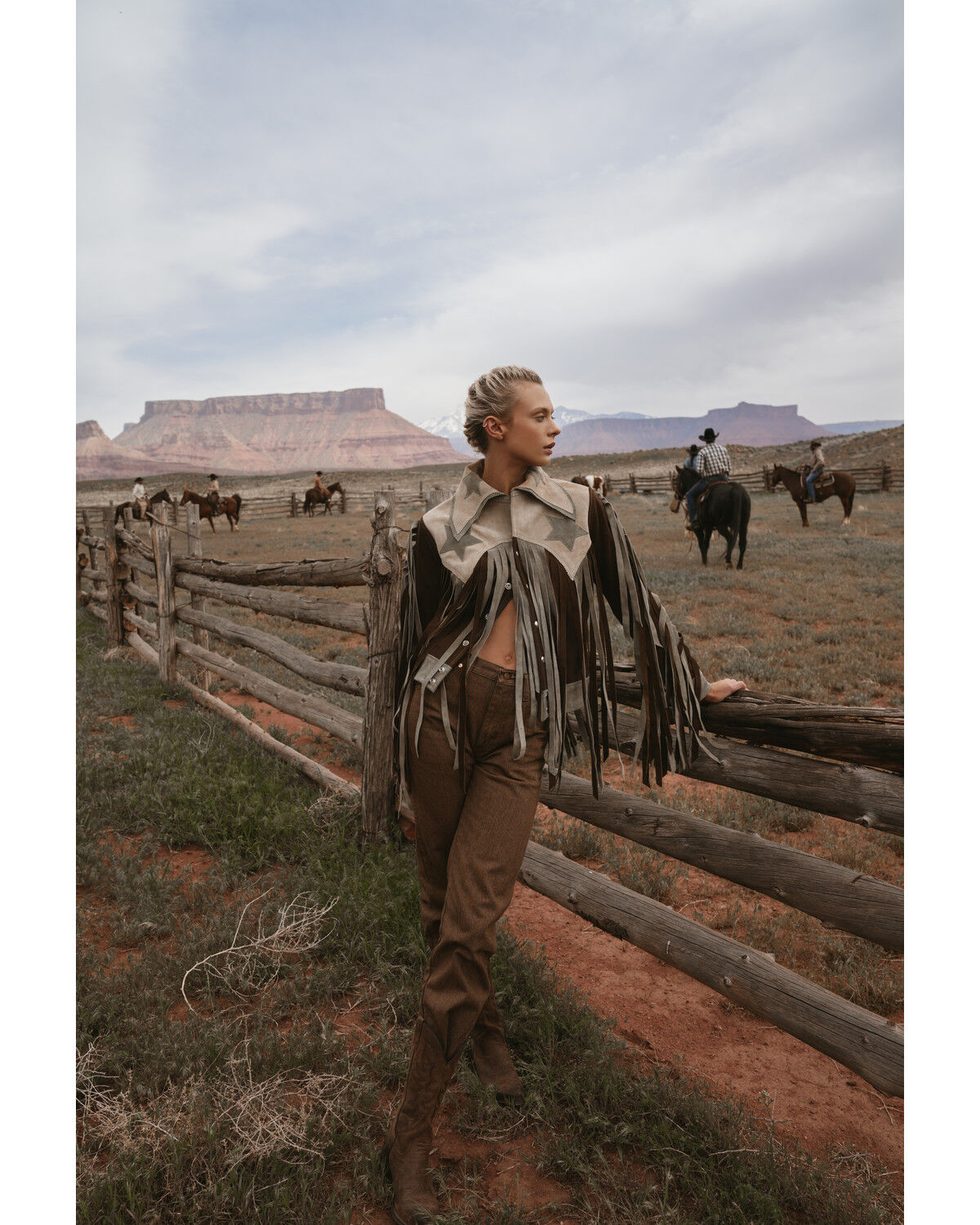 Image #1 - Understated Leather Women's Americana Star Fringe Suede Jacket, , hi-res
