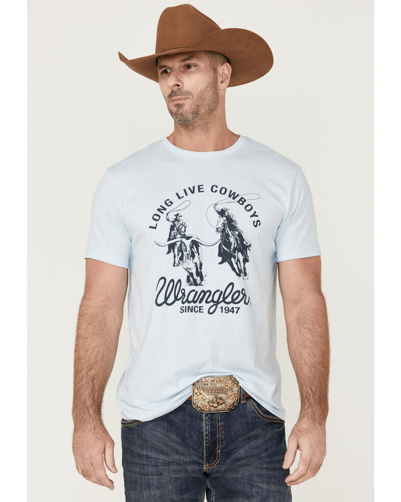 Wrangler Men's Team Rope Graphic T-Shirt , Light Blue, hi-res
