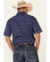 Image #4 - Rough Stock By Panhandle Men's Indigo Southwestern Stripe Short Sleeve Snap Western Shirt , Indigo, hi-res