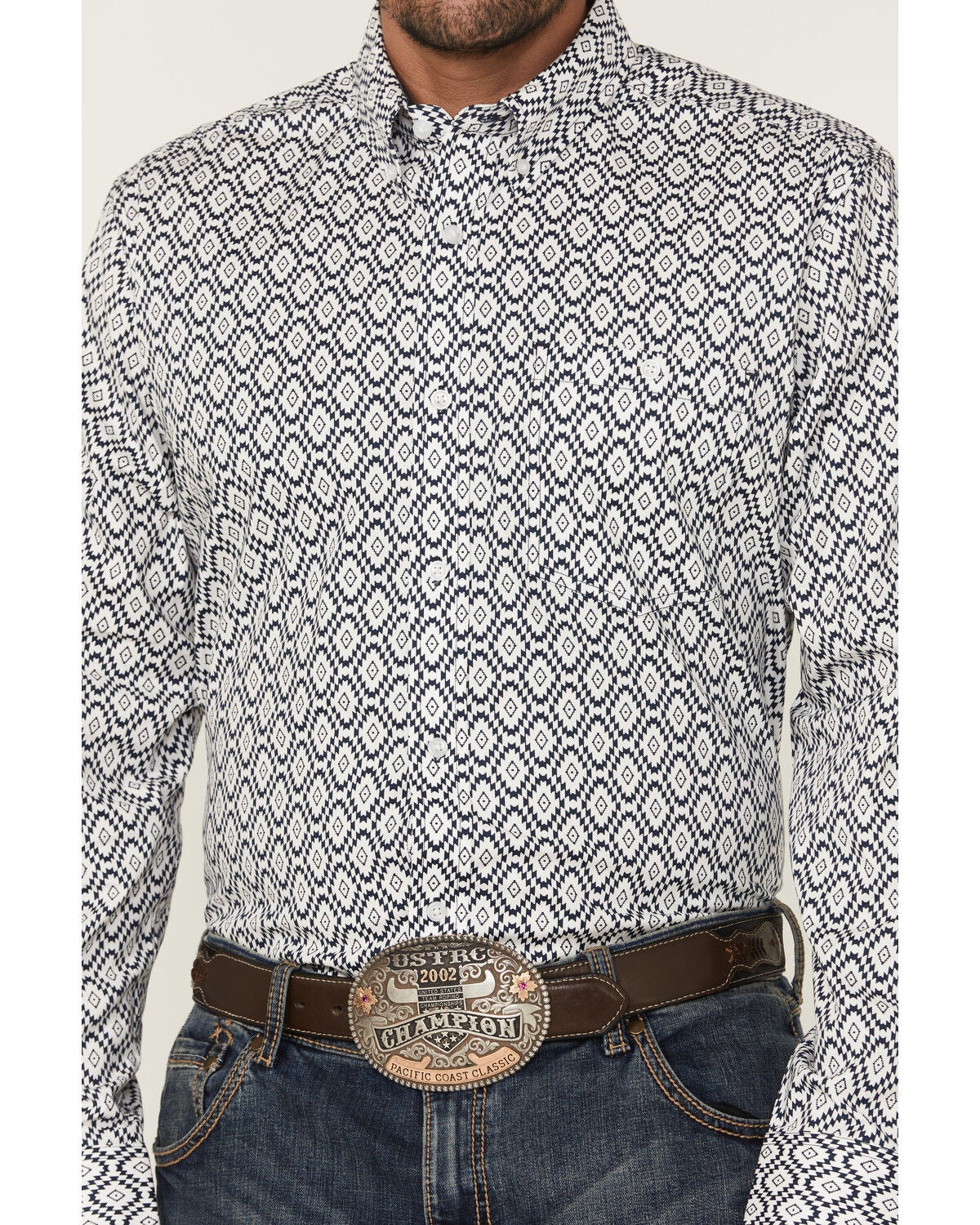 Image #3 - RANK 45&reg; Men's Desert Walk Medallion Print Long Sleeve Button-Down Stretch Western Shirt, Blue, hi-res