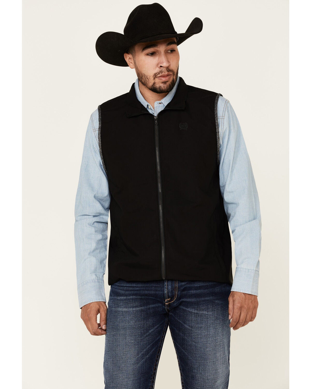 Image #1 - Cinch Men's Black Lightweight Stretch Zip-Up Vest , , hi-res