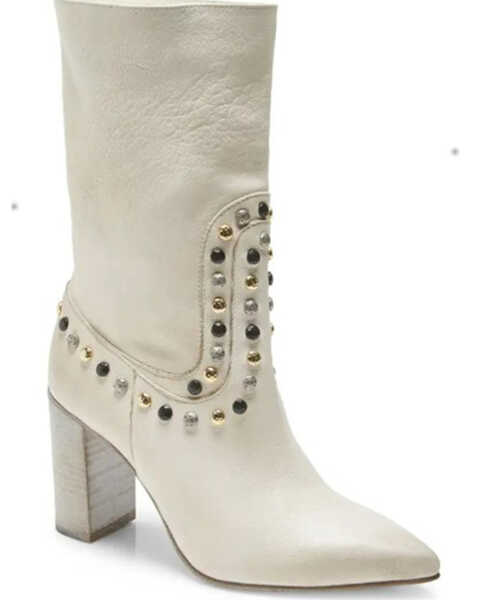 Free People Women's Dakota Heel Studded Western Boots - Pointed Toe , White, hi-res