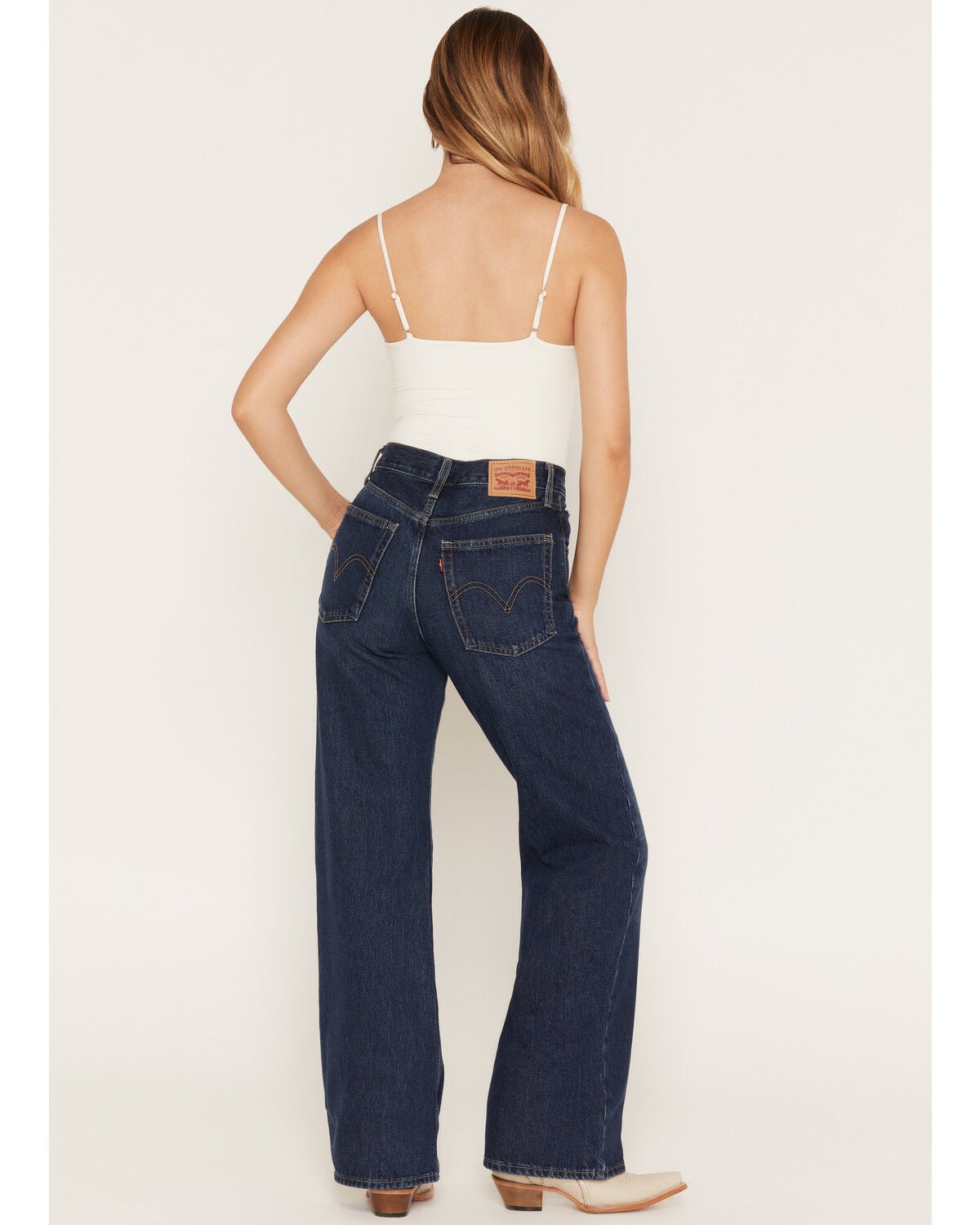 Image #3 - Levi's Women's Medium Wash High Rise Cinch Baggy Lightweight Denim Jeans, Dark Wash, hi-res