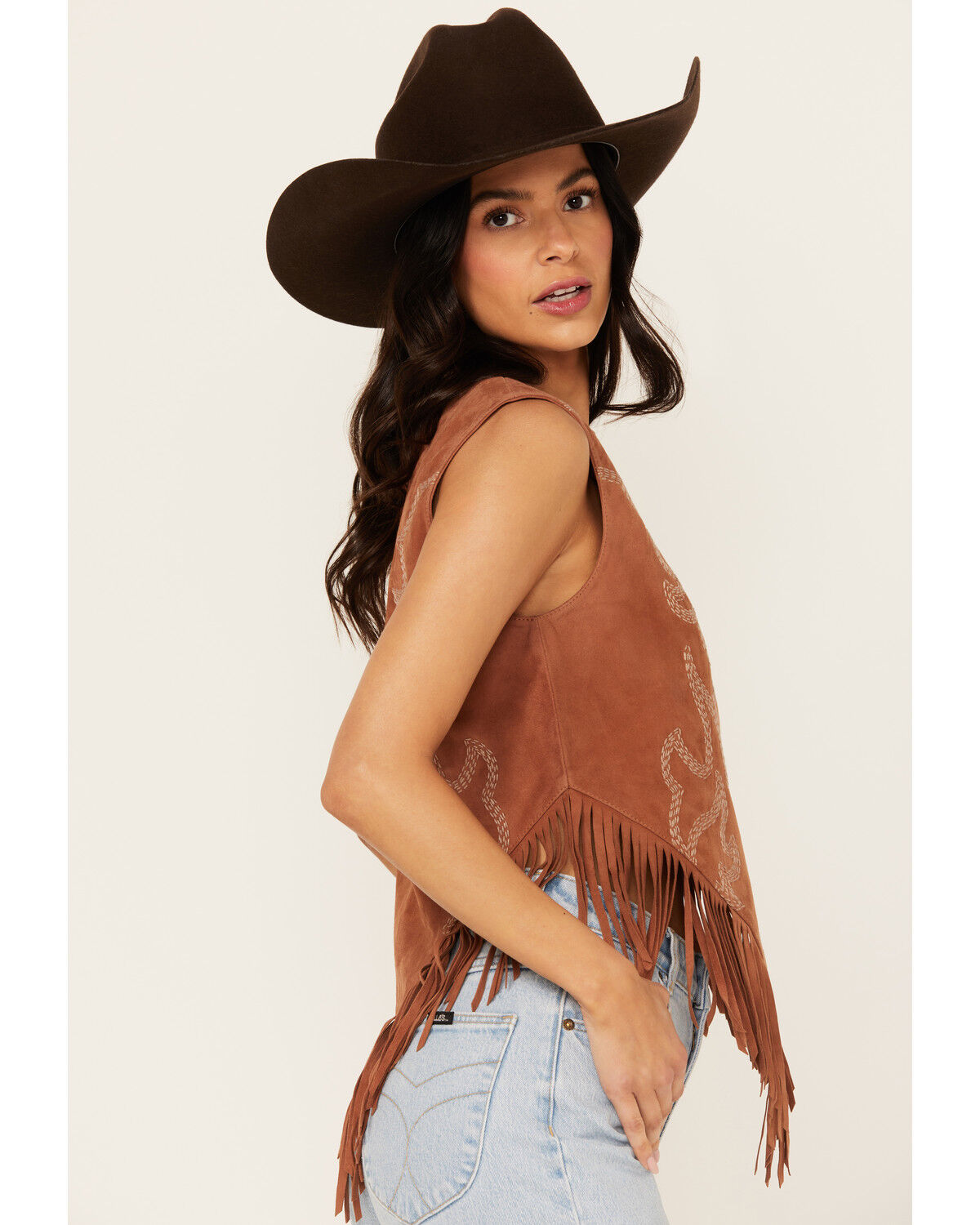 Image #2 - Double D Ranch Women's Rope & Ride Fringe Top, Copper, hi-res