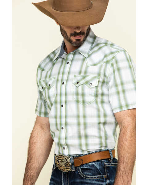 Image #3 - Cody James Men's Woodlands Large Plaid Short Sleeve Western Shirt , White, hi-res
