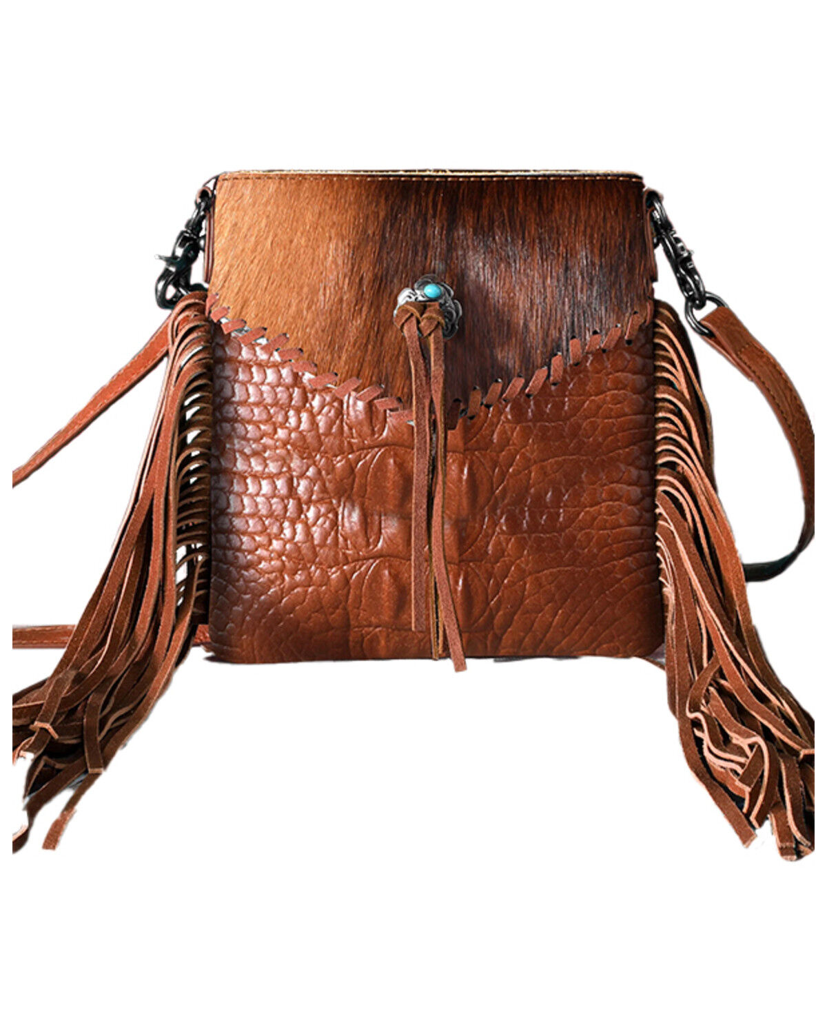 Image #1 - Montana West Women's Hairon Embossed Crossbody Bag, Brown, hi-res