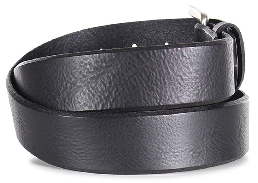 American Worker Men's Black Distressed Leather Belt, Black, hi-res