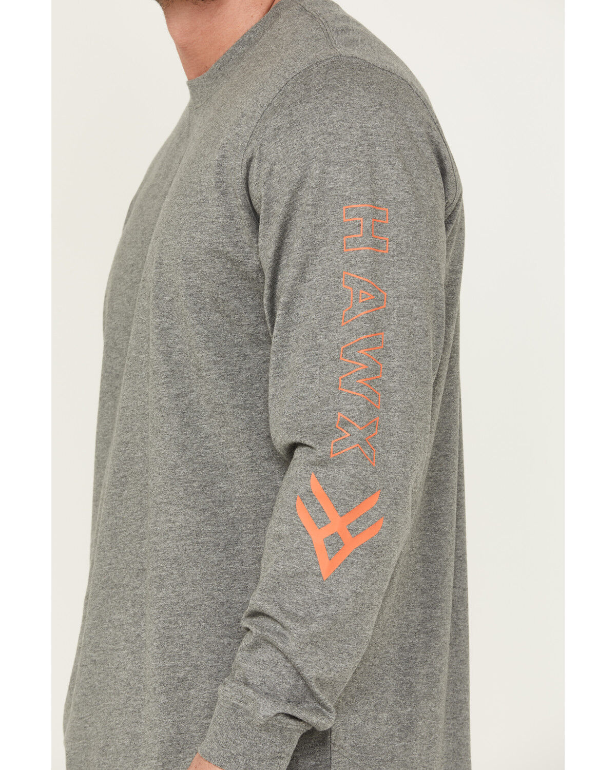 Image #3 - Hawx Men's Logo Long Sleeve Knit Work T-Shirt - Tall, Heather Grey, hi-res