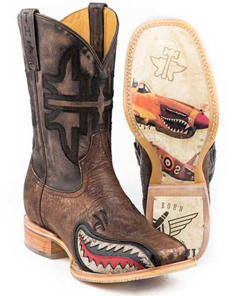 Tin Haul Men's Warhawk Western Boots - Broad Square Toe, Brown, hi-res