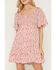 Image #3 - Yura Women's Boot Barn Exclusive Ditsy Floral Smocked Mini Dress, Red, hi-res