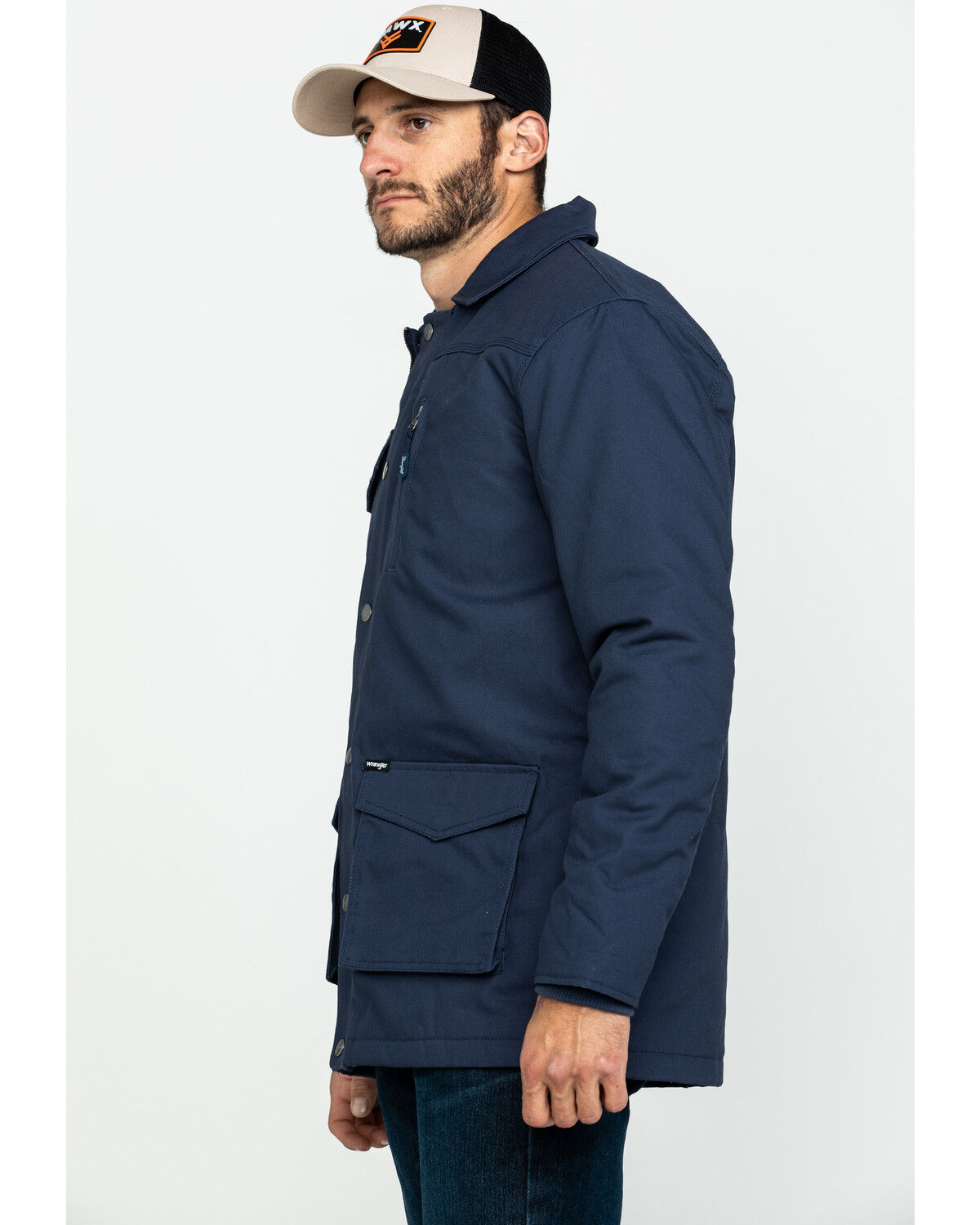 Image #3 - Wrangler Men's Ripstop Quilted Barn Coat, Navy, hi-res