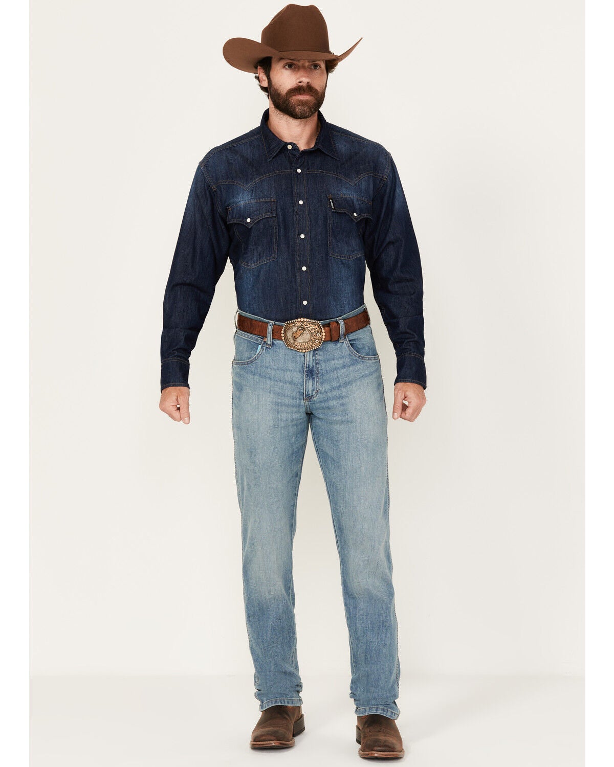 Image #1 - Wrangler Retro Men&rsquo;s Jacksboro Light Wash Slim Straight Stretch Denim Jeans, Indigo, hi-res