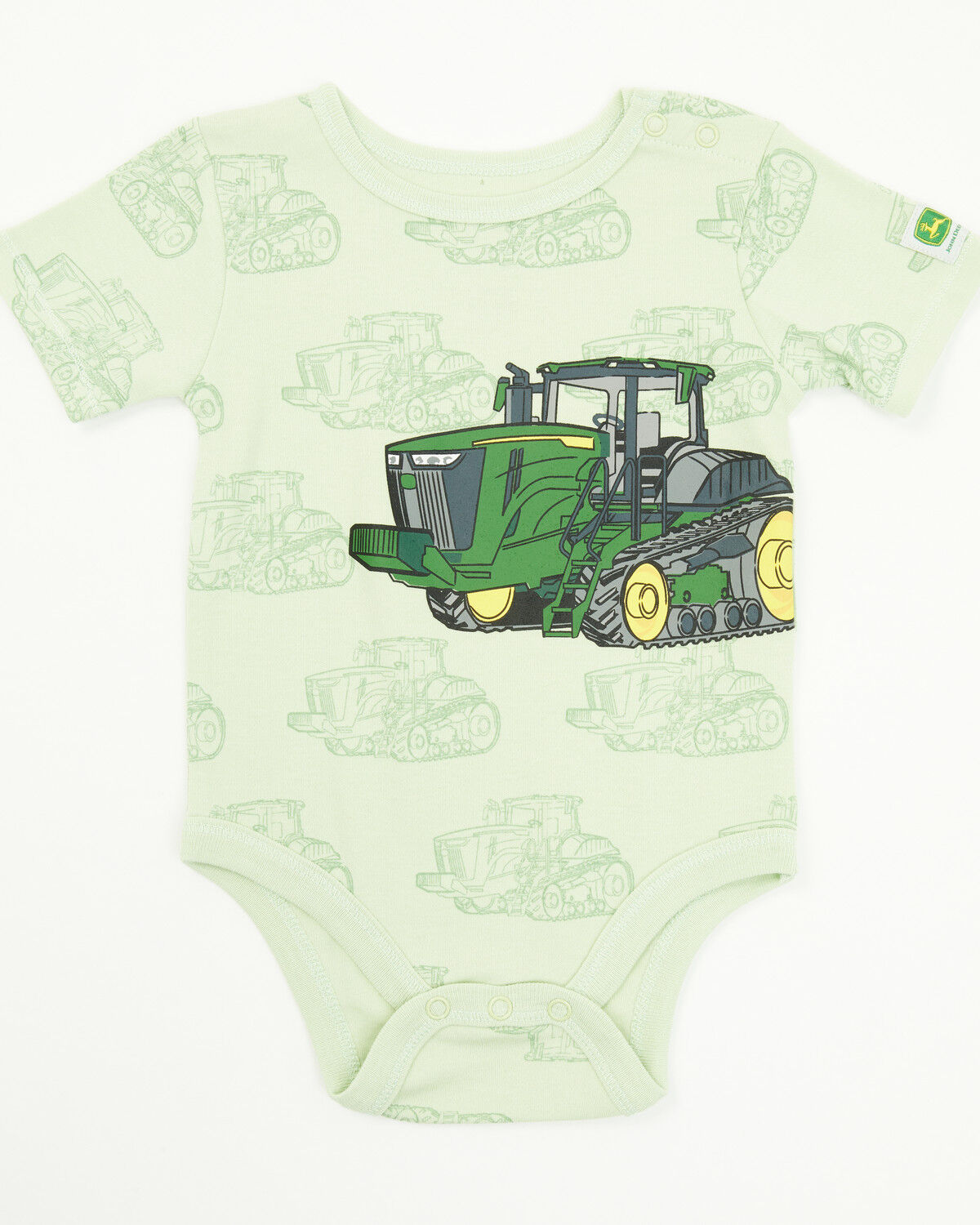 Image #1 - John Deere Infant Boys' Double Duty Tractor Short Sleeve Onesie, Green, hi-res