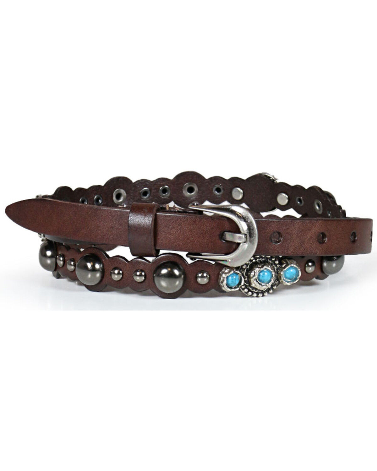 Image #1 - Shyanne Women's Turquoise Studded Belt, Multi, hi-res