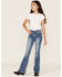 Image #1 - Shyanne Girls' Americana Star Light Wash Flare Jeans, Blue, hi-res