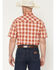 Image #4 - Wrangler Retro Men's Plaid Print Short Sleeve Snap Western Shirt, Orange, hi-res