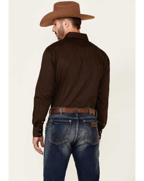 Image #5 - Roper Men's Amarillo Collection Solid Long Sleeve Western Shirt, Brown, hi-res