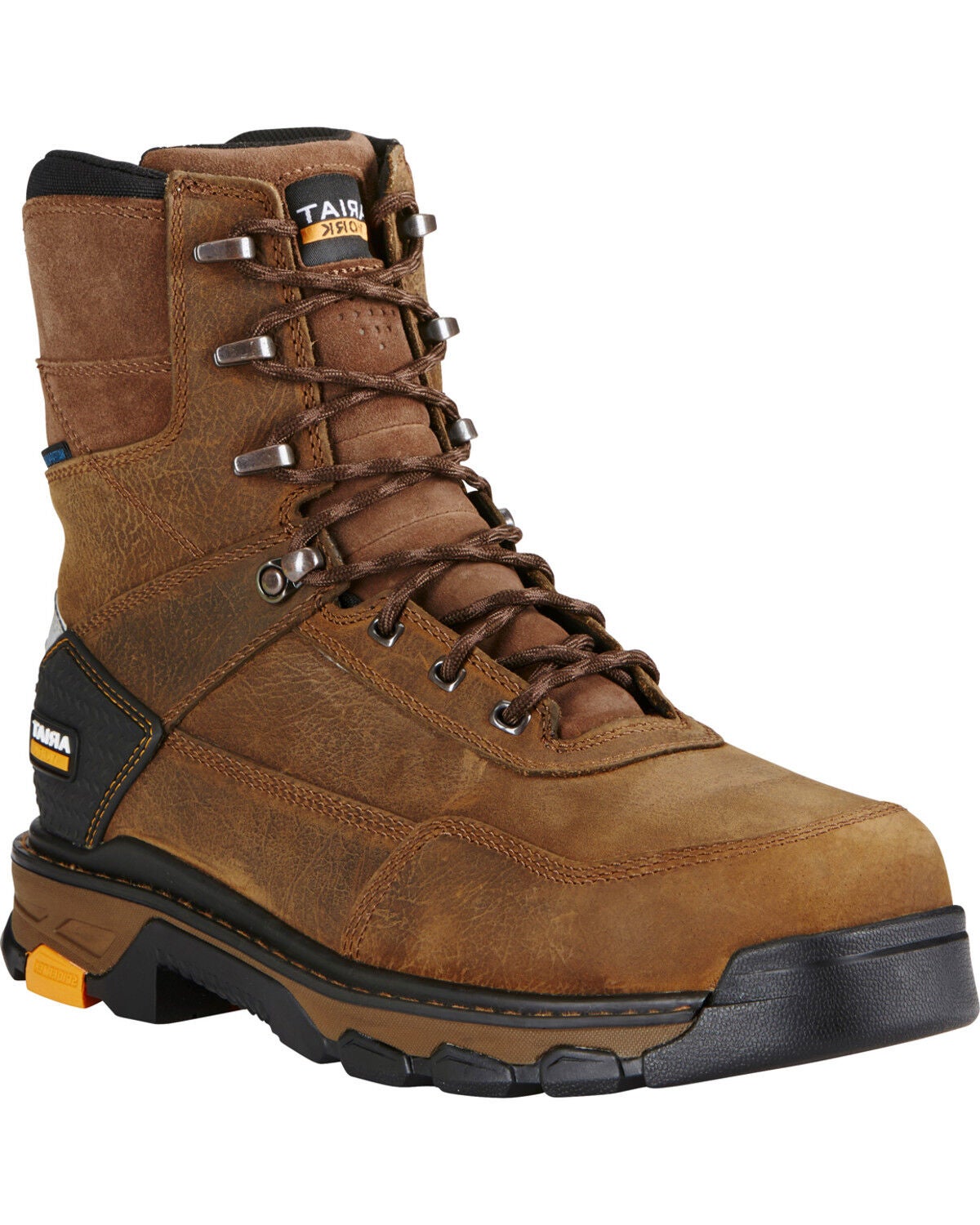 Ariat Men's Lace-Up Waterproof 8" Boots - Composite Toe, Brown, hi-res