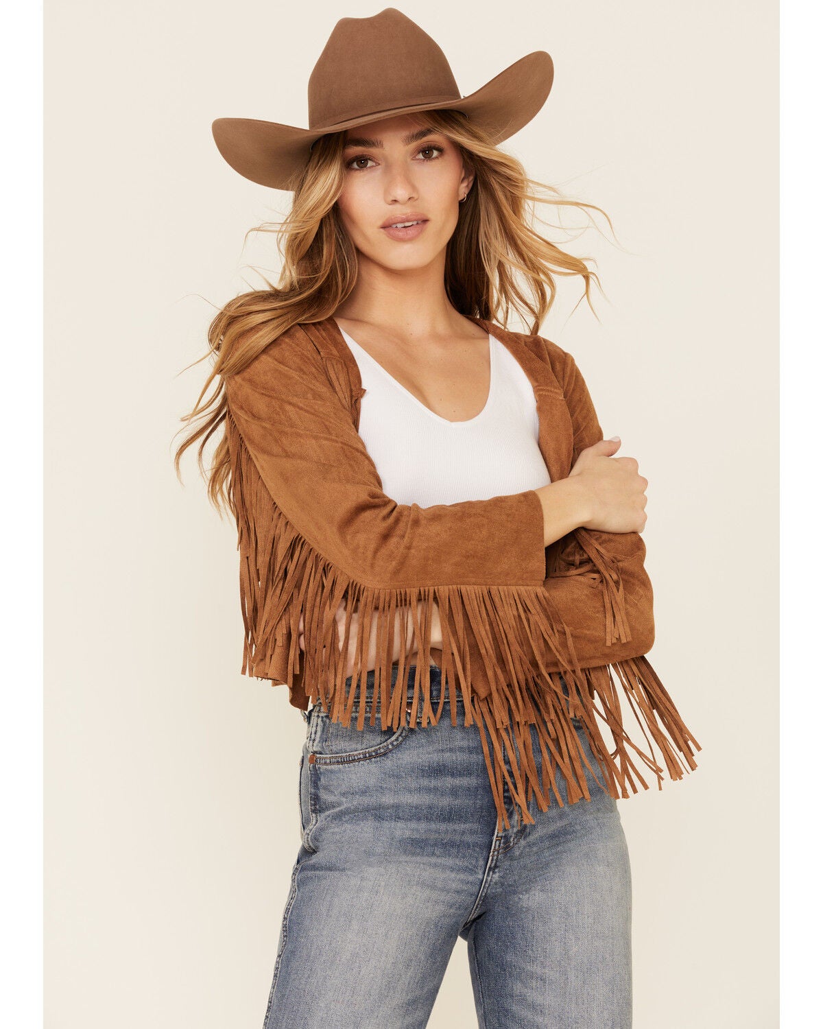 faux fringe jacket