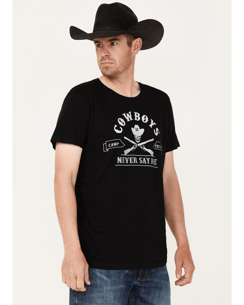 Cinch Men's Camp Yee-Haw Cowboys Never Say Die Graphic T-Shirt , Black, hi-res